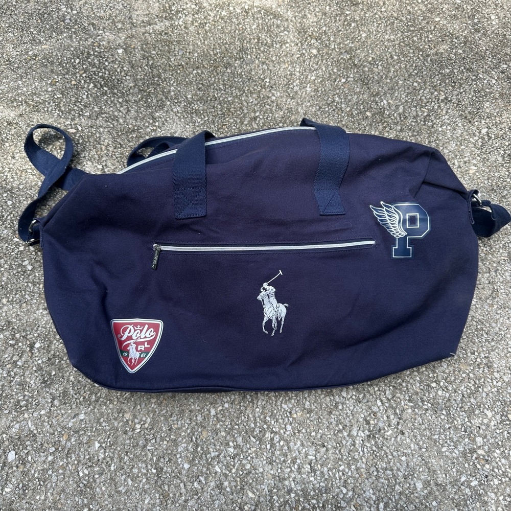 Polo Ralph Lauren Fragrances Navy Blue Canvas Duffle Bag Weekender Travel Gym